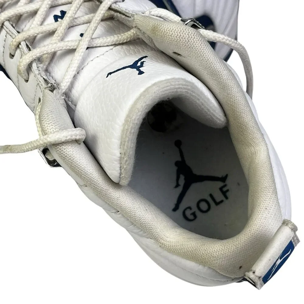 Nike Air Jordan 12 Golf Shoes Mens Size 8 White Blue DH4120-101 Cleats Jumpman